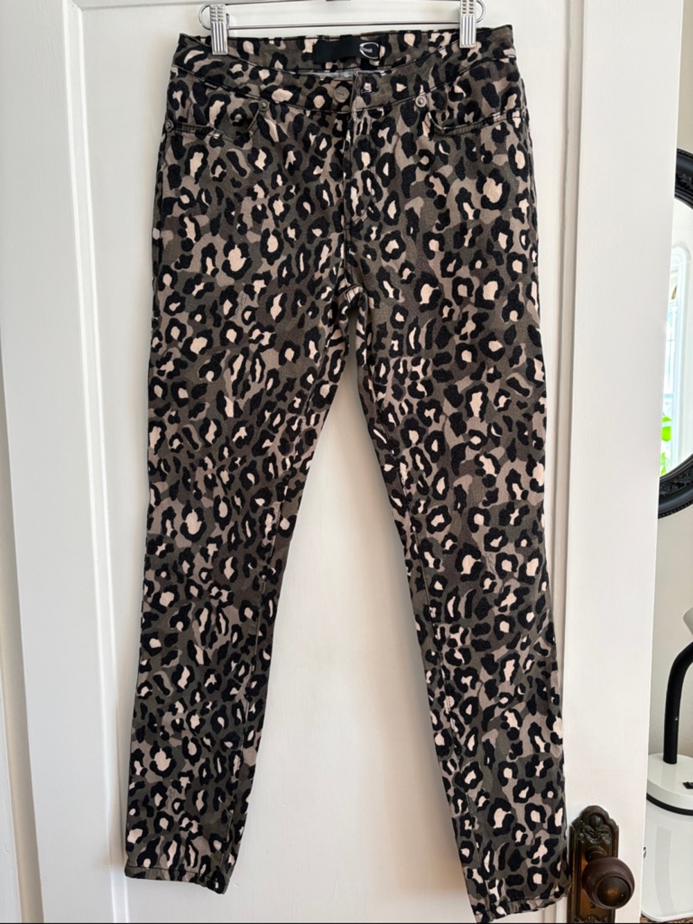Roberto Cavalli Leopard Print Ankle Jeans in Black, Brown and Cream